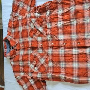 Carhartt Men's Orange Plaid Casual Shirt RUGGED FLEX L